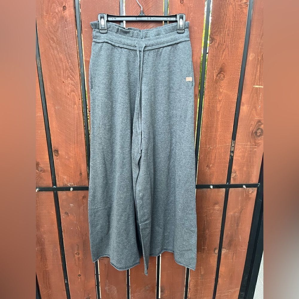 Lunya Dark Gray Cozy Cotton Silk Relaxed Wide Leg Trouser Pants Boho Small - Picture 2 of 7